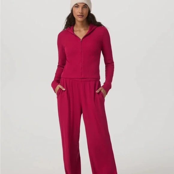 Vuori Waffle Zip Hoodie in Strawberry - Picture 3 of 3